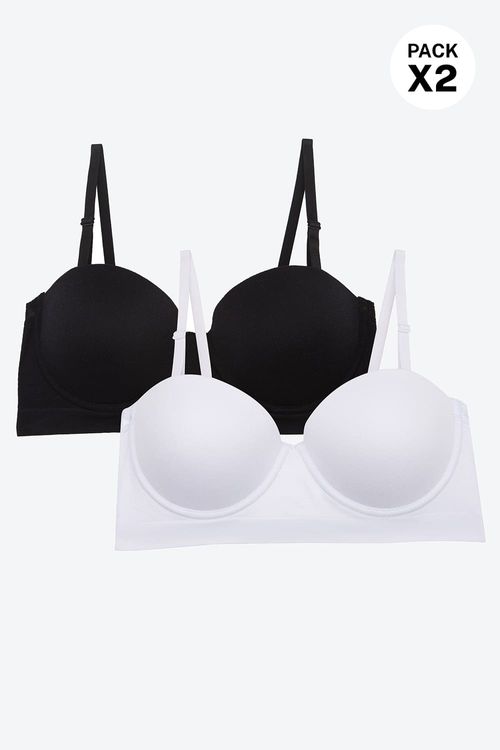 Brasier strapless tipo seamless paquete x2 en poliamida