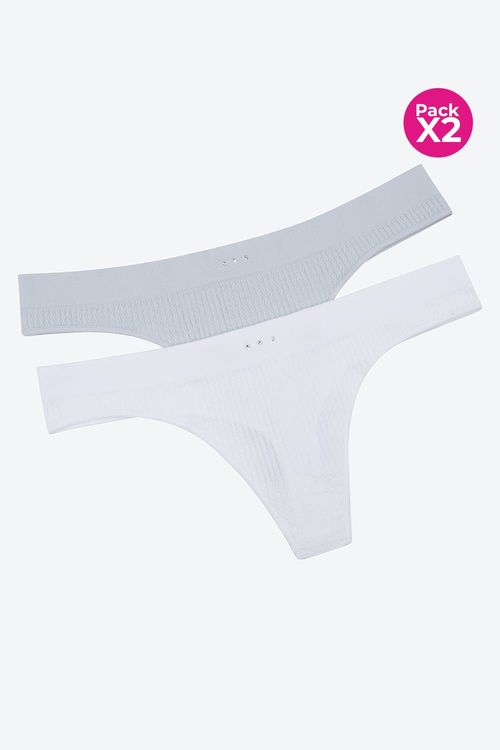 Panty seamless tipo brasilera con textura espiga paquete x2