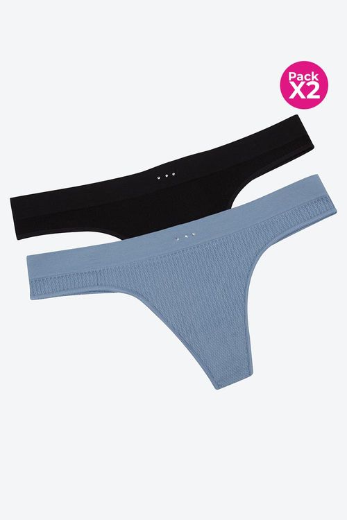 Panty seamless tipo brasilera con textura espiga paquete x2