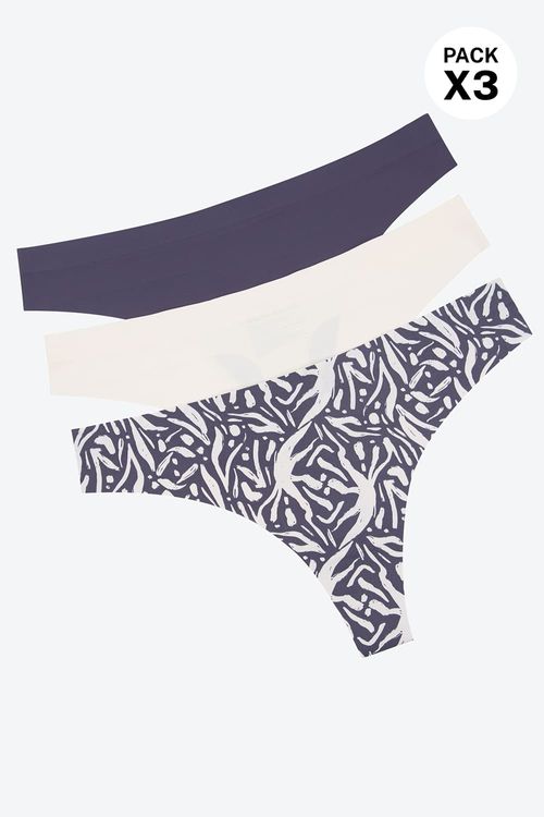 Panty brasilera corte láser paquete x3 en microfibra