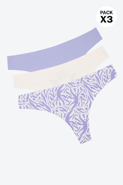Panty brasilera corte láser paquete x3 en microfibra