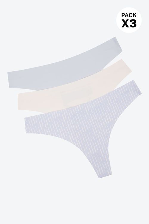 Panty brasilera corte láser paquete x3 en microfibra