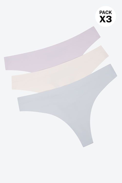 Panty brasilera corte láser paquete x3 en microfibra