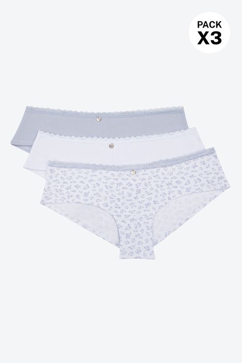 Panty hípster en algodón paquete x3