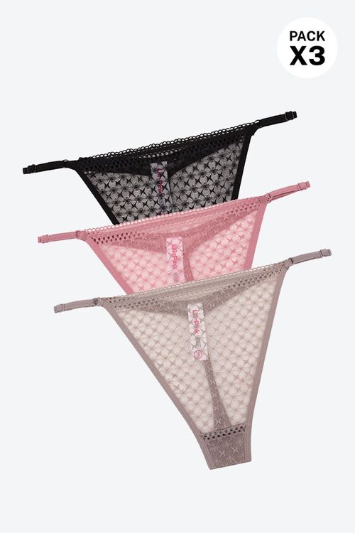 Panty paquete x3 tipo brasilera en encaje