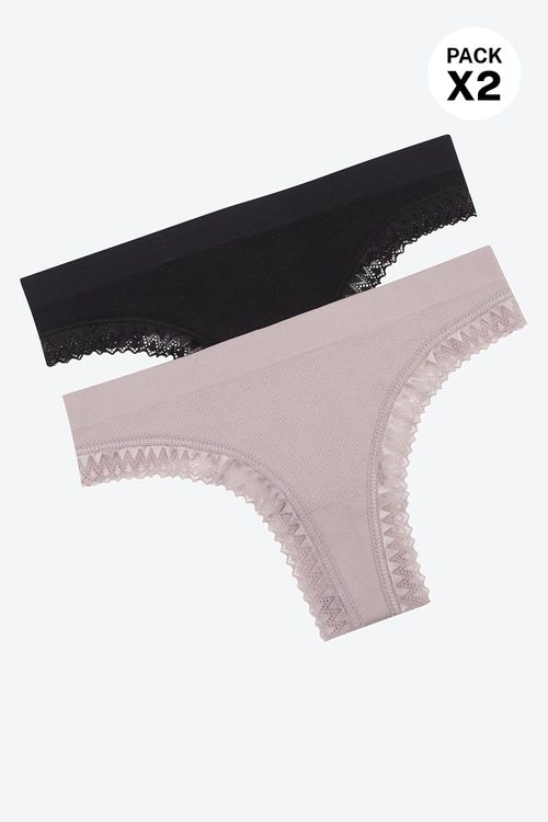 Panty brasilera tipo seamless paquete x2 en poliamida