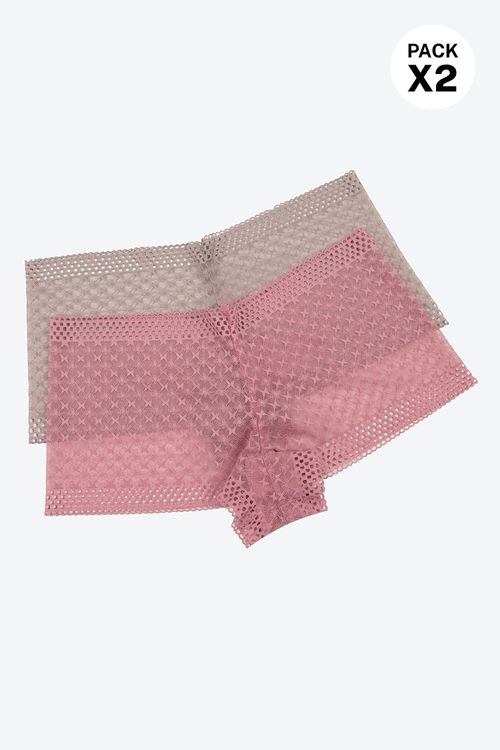 Panty tipo boxer paquete x2 confeccionado en malla