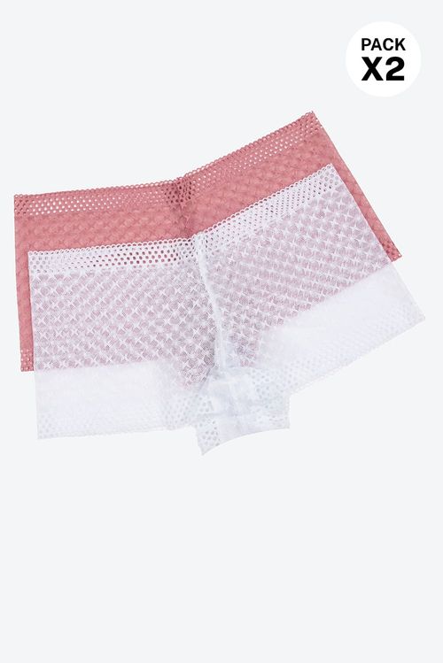 Panty tipo boxer paquete x2 confeccionado en malla