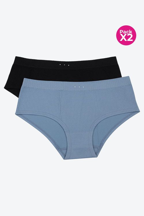 Panty seamless tipo hipster con textura espiga paquete x2