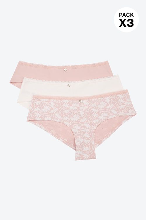 Panty hípster en algodón paquete x3