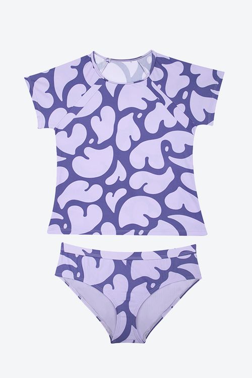 Vestido de baño tipo tankini en microfibra para niña
