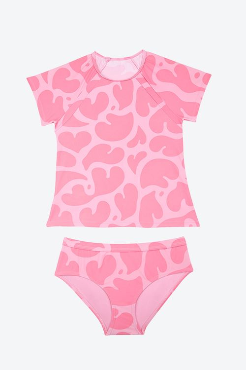 Vestido de baño tipo tankini en microfibra para niña