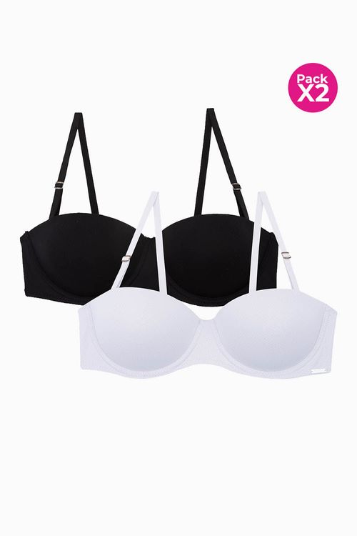 Brasier tipo strapless paquete x2 en microfibra