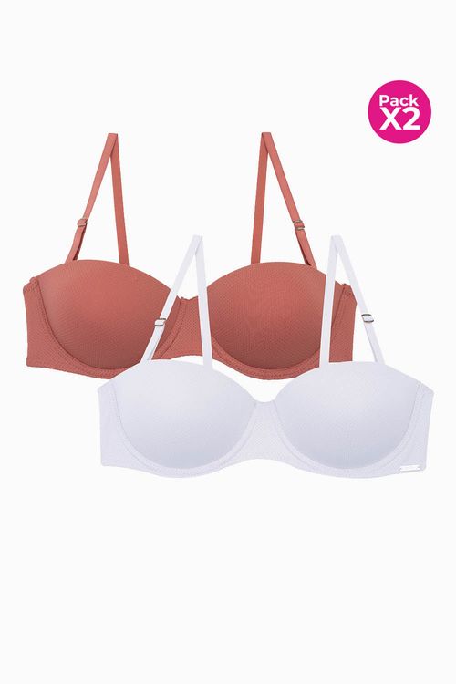 Brasier tipo strapless paquete x2 en microfibra