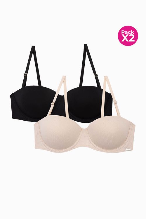 Brasier tipo strapless paquete x2 en microfibra