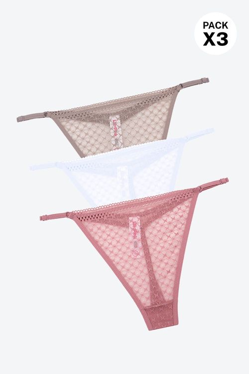 Panty paquete x3 tipo brasilera en encaje