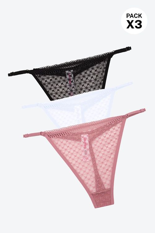 Panty paquete x3 tipo brasilera en encaje