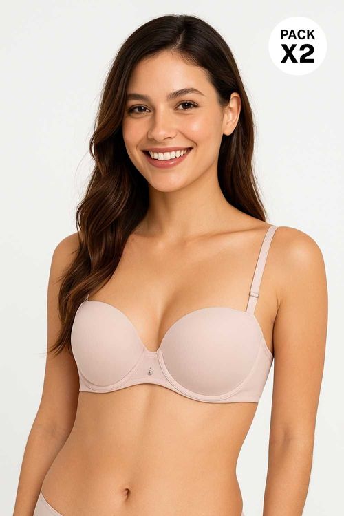 Brasier paquete x2 tipo strapless en microfibra