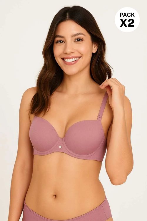 Brasier paquete x2 tipo strapless en microfibra