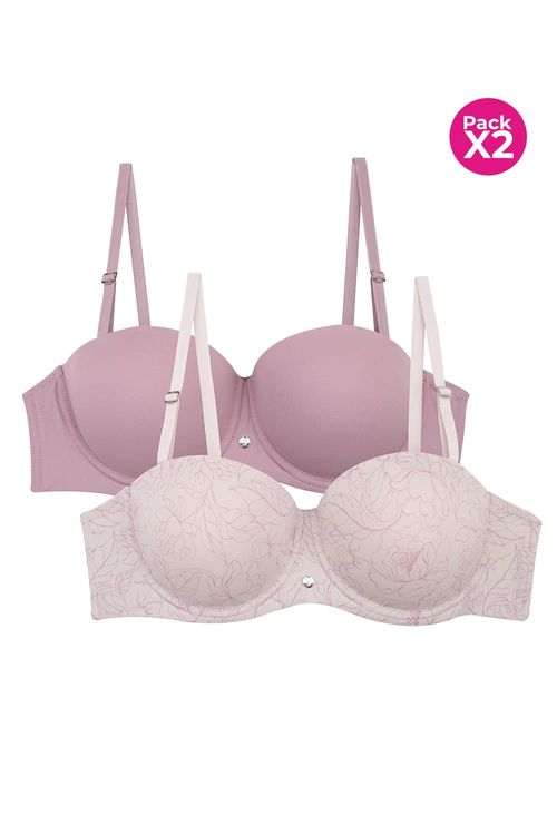 Brasier paquete x2 tipo strapless en microfibra