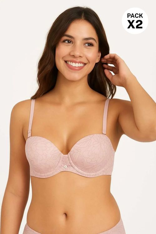Brasier paquete x2 tipo strapless en microfibra