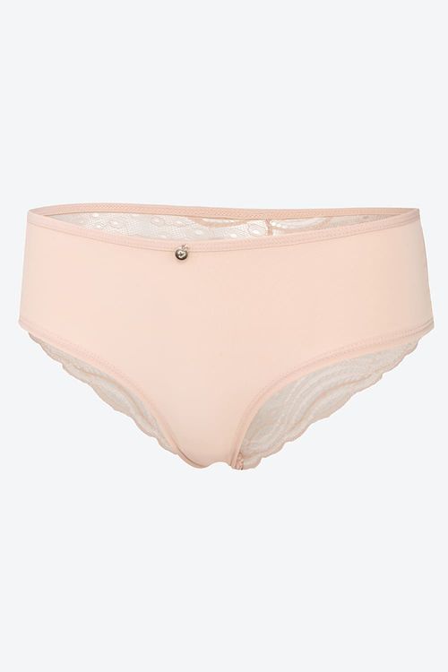 Conjunto brasier más dos panties en microfibra con encaje