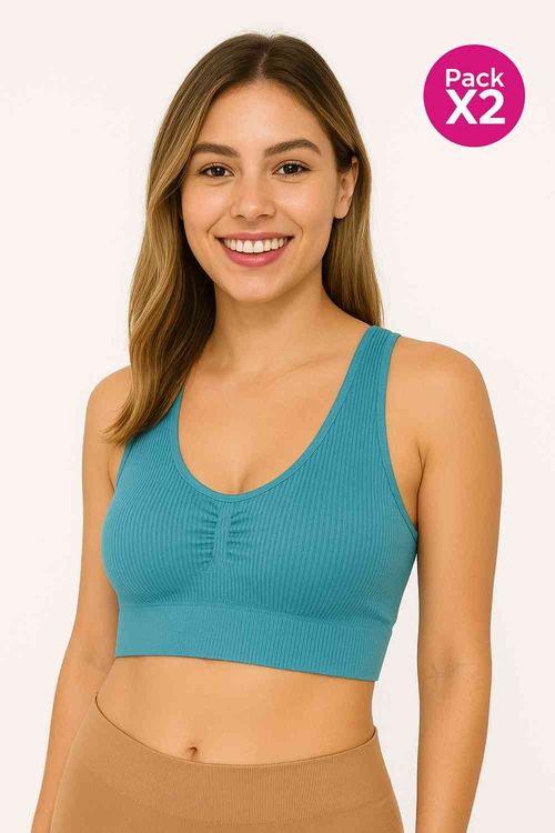 Tops tipo seamless con copas paquete x2