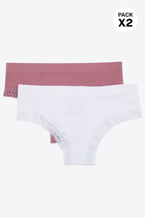 Panty hipster tipo seamless paquete x2 en poliamida