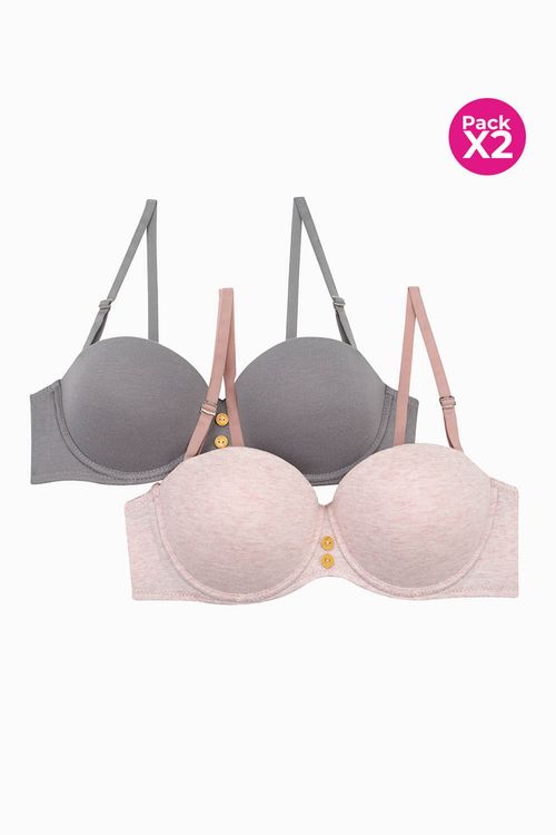Brasier tipo strapless paquete x2 en algodon