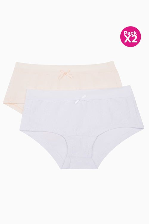 Panty hipster para niñas paquete x2 en algodón