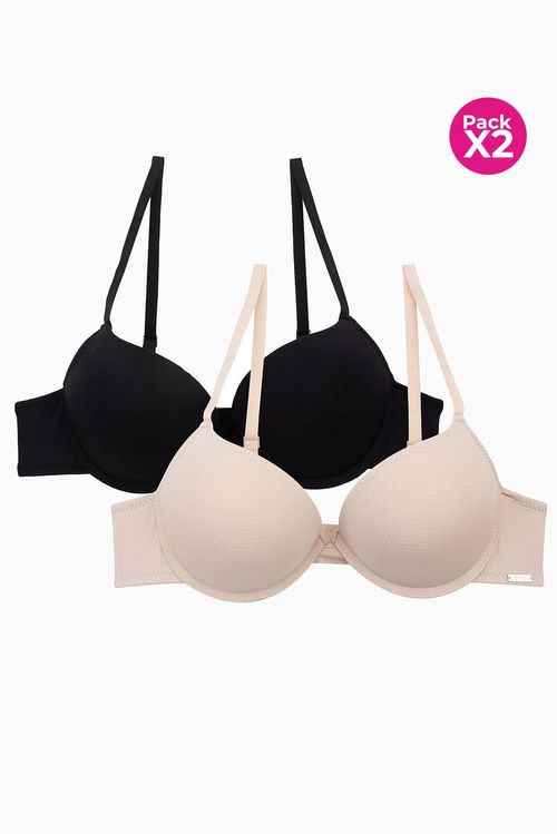 Brasier media copa con realce natural paquete x2 en microfibra