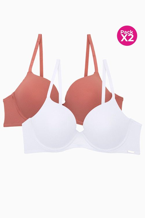 Brasier copa 3/4 paquete x2 en microfibra con refuerzo en algodon