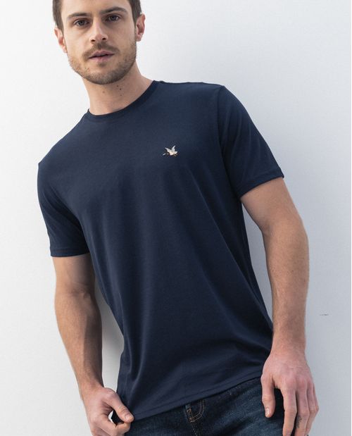 Camiseta Básica de Hombre, Slim Fit Cuello Redondo - Algodón Pima