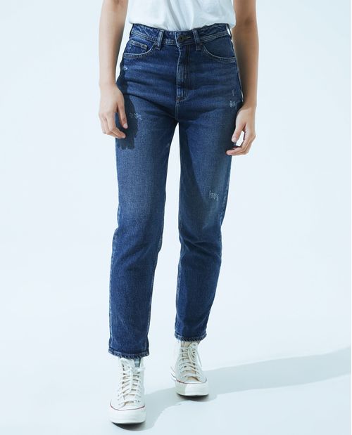Jean Momfit con desgaste para mujer
