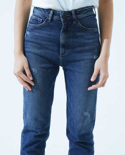 Jean Momfit con desgaste para mujer