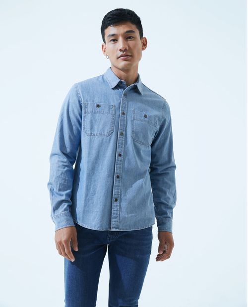 Camisa clásica en denim para hombre