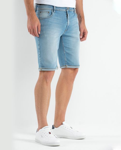 Bermuda de Hombre en Denim, Straight Fit - Azul Medio