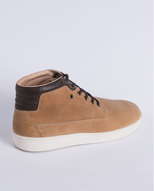 Tenis de Hombre en Cuero, Caña Alta Tipo Botín - Combinación de Cueros