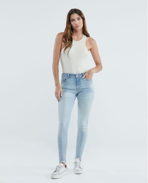 Jean de Mujer High Rise, Cosmo, Bota Skinny - Azul Claro
