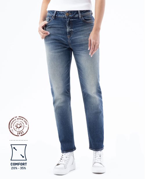 Jean de Mujer Medium Rise, Boyfit, Boot Cut - Azul Oscuro Heritage
