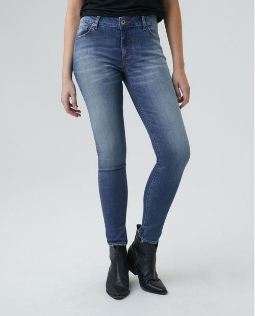 Jean de Mujer Low Rise, Rusty, Bota Skinny - Azul Medio
