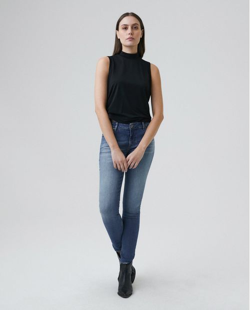 Jean de Mujer Low Rise, Rusty, Bota Skinny - Azul Medio