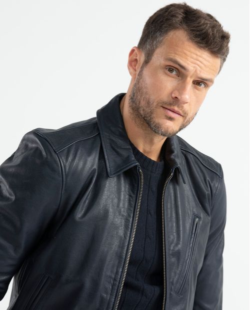 Chaqueta de Hombre en Cuero, Tipo Bomber - Piel Vacuno