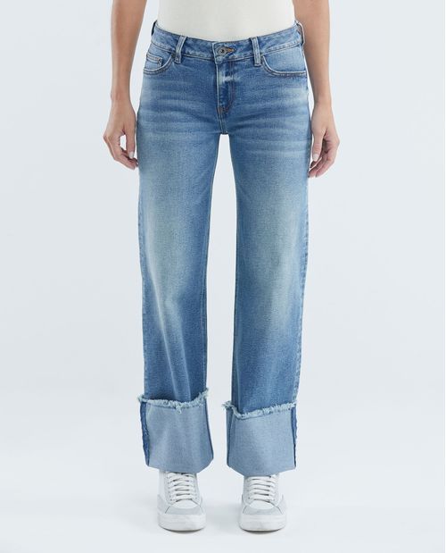 Jean de Mujer Low Rise, Rusty, Bota Relaxed - Azul Medio