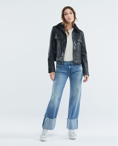 Jean de Mujer Low Rise, Rusty, Bota Relaxed - Azul Medio