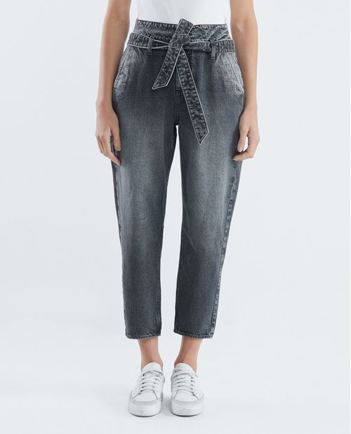 Jean de Mujer Paper Bag Fit, Boot Cut - Gris Oscuro