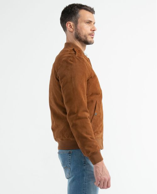 Chaqueta de Hombre en Cuero, Tipo Teddy - Repelente al Agua