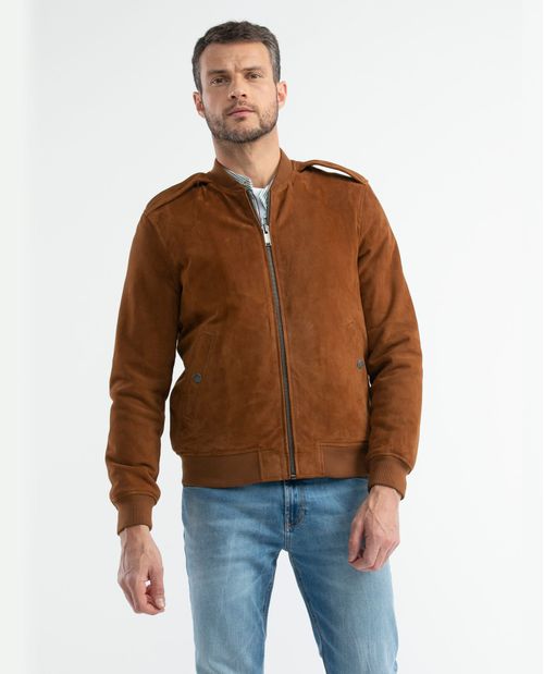 Chaqueta de Hombre en Cuero, Tipo Teddy - Repelente al Agua