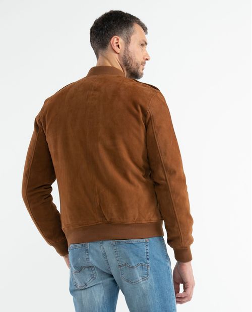 Chaqueta de Hombre en Cuero, Tipo Teddy - Repelente al Agua