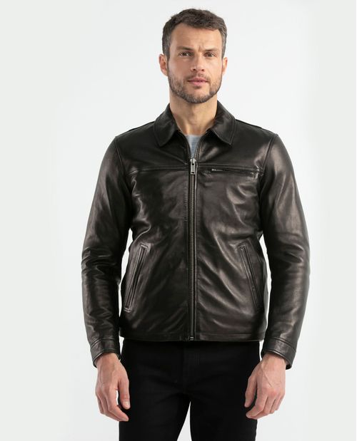 Chaqueta de Hombre en Cuero, Silueta Clásica - Piel de Cordero